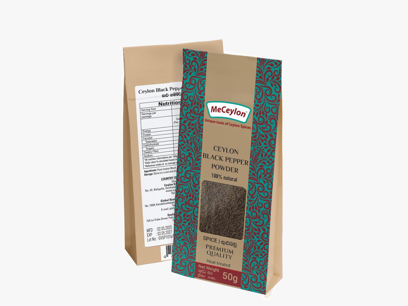 MeCeylon Black Pepper Powder in Stand-up Pouch 50g